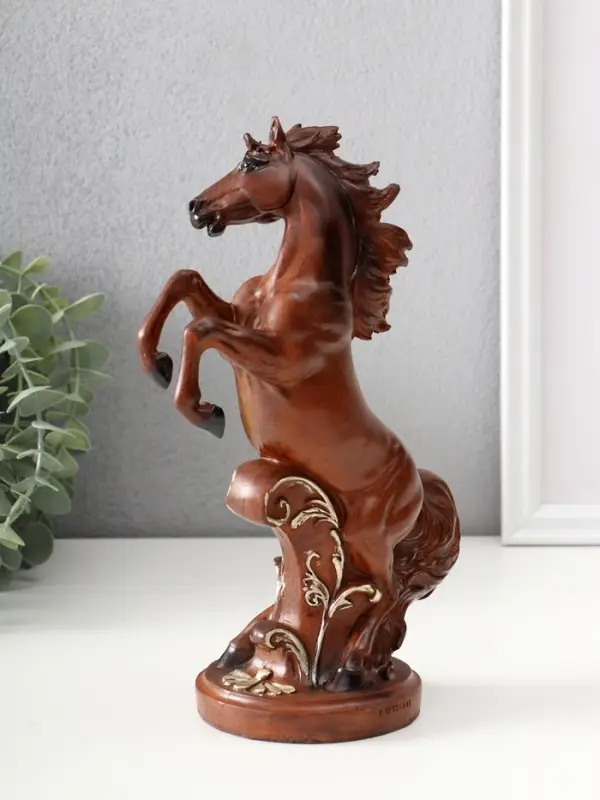 Сувенир полистоун Сувенир полистоун "Конь на дыбах, золотой узор" под дерево 14х9х24 см