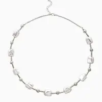 Бусы "Жемчуг" майорика прямоугольник, цвет белый в серебре