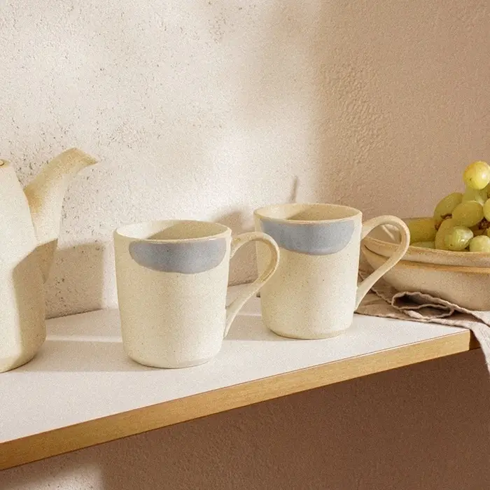 Набор кружек SL Home &laquo;Волны Сардинии&raquo;, 400 мл, фарфор, 2 шт., бежевый