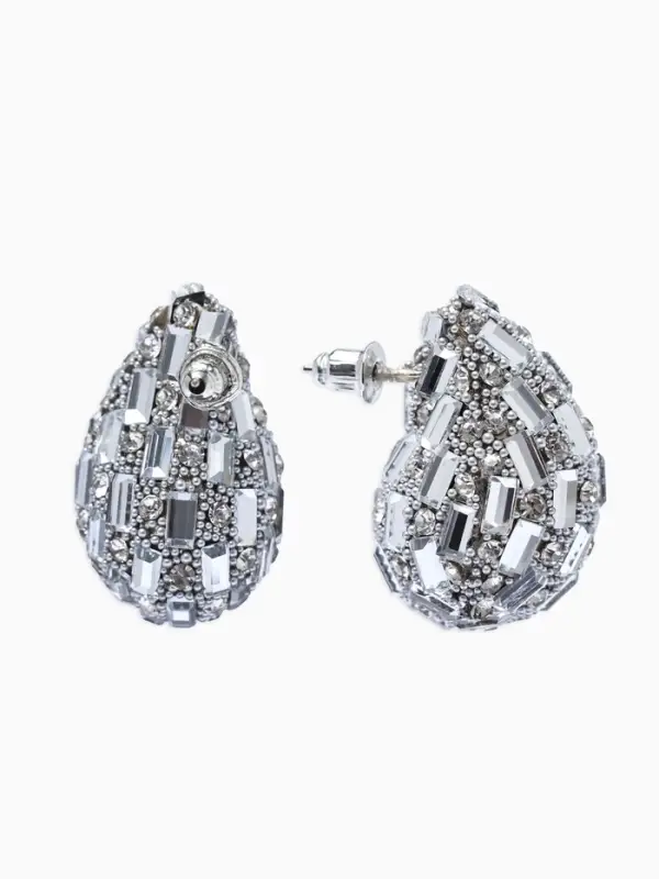 Серьги со стразами &laquo;QF. Капля блеск&raquo;, белые в серебре