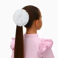 Бант для волос на резинке &laquo;Школьница&raquo;, волнушка роза полоски, d=11 см, белый