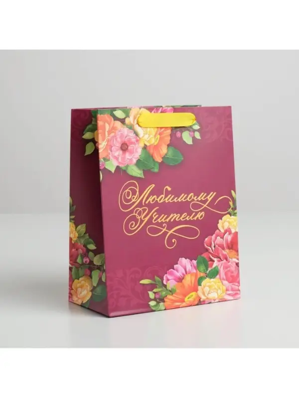 Пакет подарочный ламинированный, упаковка, «Любимому Учителю», MS 18 х 23 х 10 см