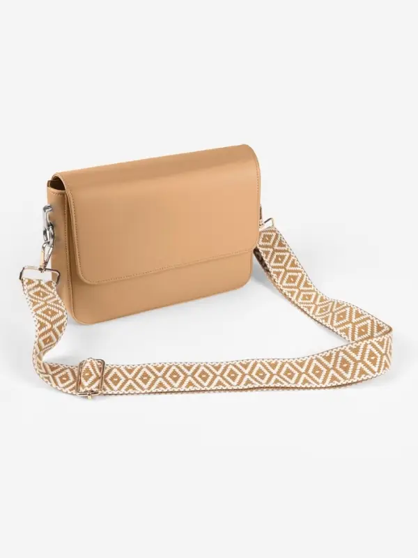 Ручка для сумки &laquo;Ромбы&raquo;, стропа, 135&plusmn;3&times;3.8 см, цвет горчичный, белый