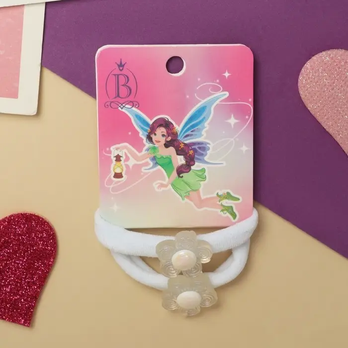 Резинка для волос  Резинка для волос "Фея" (набор 2 шт) цветочек, 4 см, белый