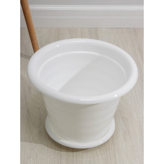 Горшок с поддоном «Виола», 16 л, цвет белый Горшок с поддоном «Виола», 16 л, цвет белый