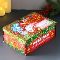 Шкатулка-ящик  самосборный большой "Красный Новый год", 28х19,5х11 см