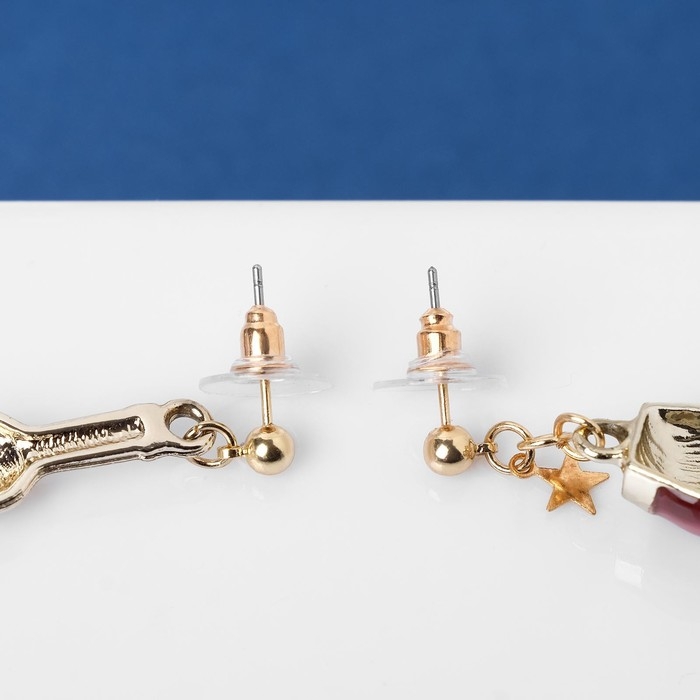 Серьги эмаль «Вино» с бокалом, цвет бордовый в золоте Серьги эмаль «Вино» с бокалом, цвет бордовый в золоте