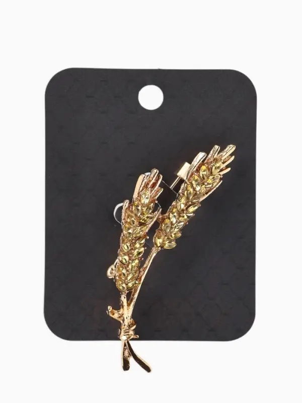 Брошь &laquo;Колосья&raquo; пшеницы, цвет жёлтый в золоте