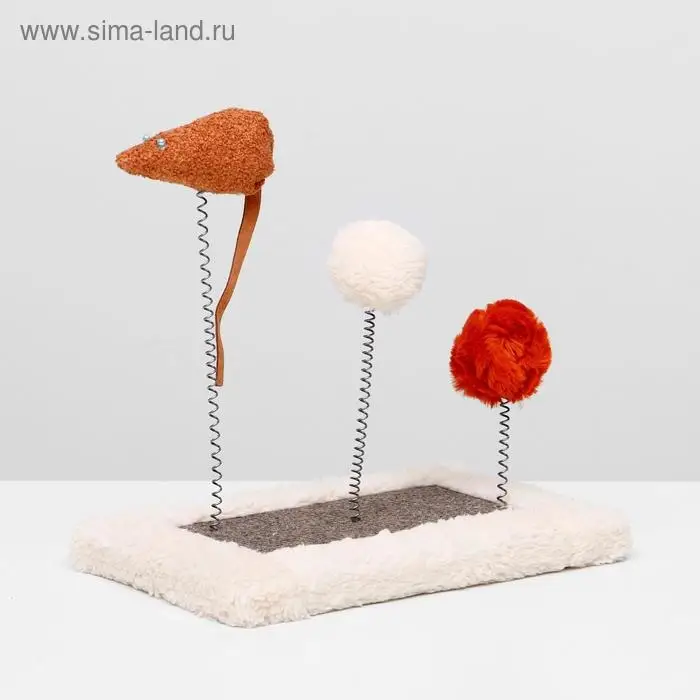 Игрушка для кошек с 3 дразнилками и когтеточкой, 27 х 15,5 х 25 см  микс цветов Игрушка для кошек с 3 дразнилками и когтеточкой, 27 х 15,5 х 25 см  микс цветов