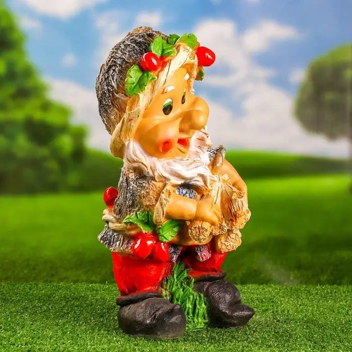 Садовая фигура из гипса &laquo;Гном с охапкой дров&raquo;, 38.5&times;18&times;22 см