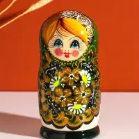 Матрёшка дерево «Марфа», чёрно-зелёный платок, 5-кукольная, 19 см Матрёшка дерево «Марфа», чёрно-зелёный платок, 5-кукольная, 19 см