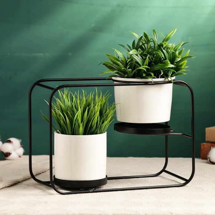 Набор горшков на подставке 2шт, 27х12х19см Набор горшков на подставке 2шт, 27х12х19см