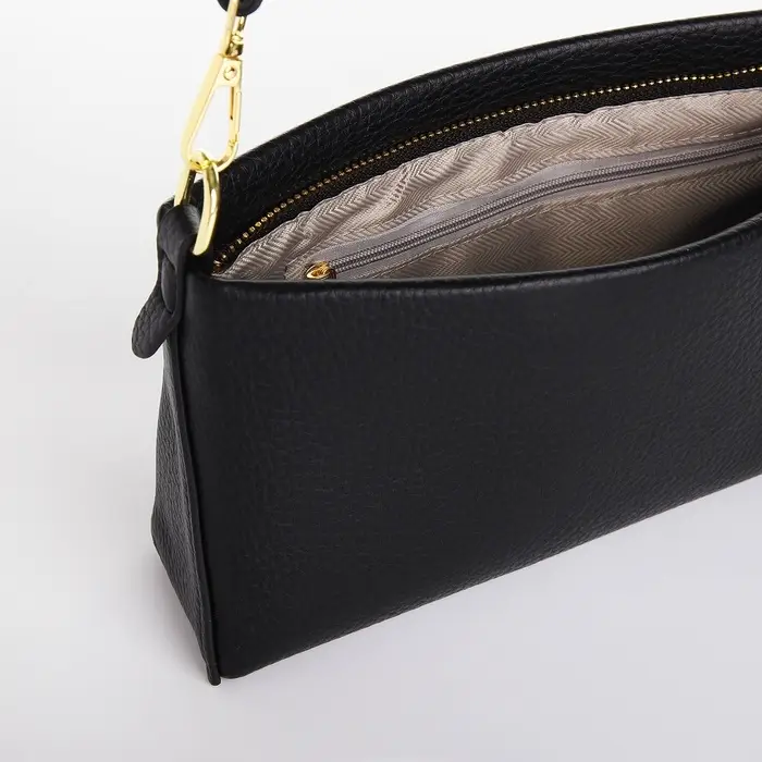 Сумка женская кросс-боди на молнии, 25.5&times;6.5&times;12.5 см, чёрная