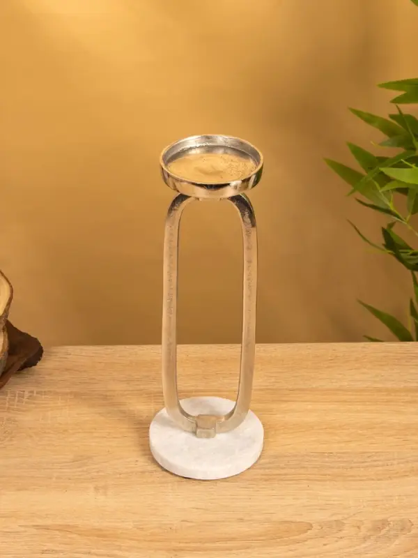 Подсвечник Подсвечник "Эллипс" 10х10х30 см, d 7,5 см, алюминий, мрамор