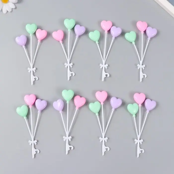 Декоративные элементы для творчества «Арт Узор. Связка воздушных шаров-сердец», набор 3 шт., пластик, 12.5 см