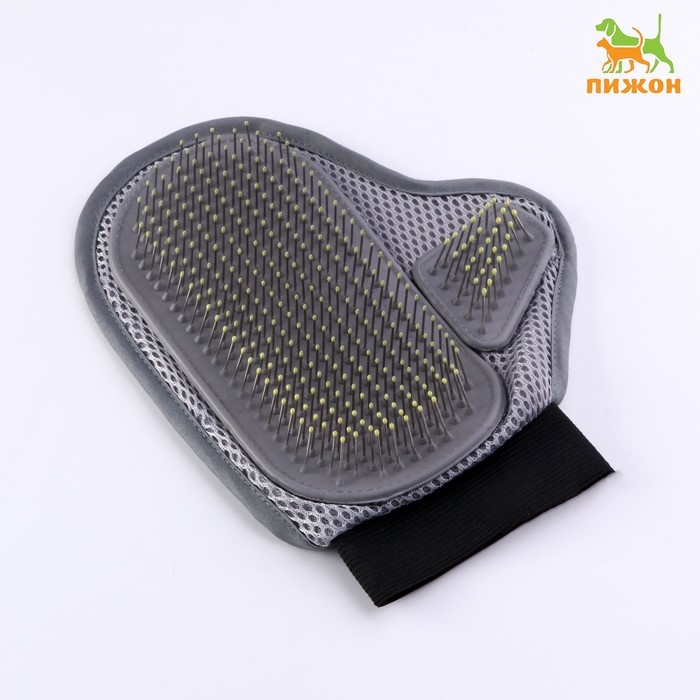 Рукавица - расческа с металлическими зубьями, серая Рукавица - расческа с металлическими зубьями, серая