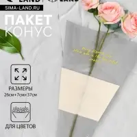 Пакет конус для цветов, с нетканым материалом, 26+7×37 см, жёлтый