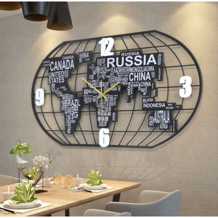 Часы настенные интерьерные  Часы настенные интерьерные "Карта мира", бесшумные, 40 х 78 см