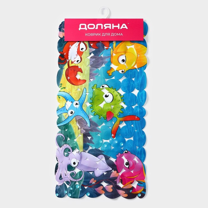 Коврик противоскользящий в ванну на присосках Доляна «Яркие рыбы», 35×68 см Коврик противоскользящий в ванну на присосках Доляна «Яркие рыбы», 35×68 см