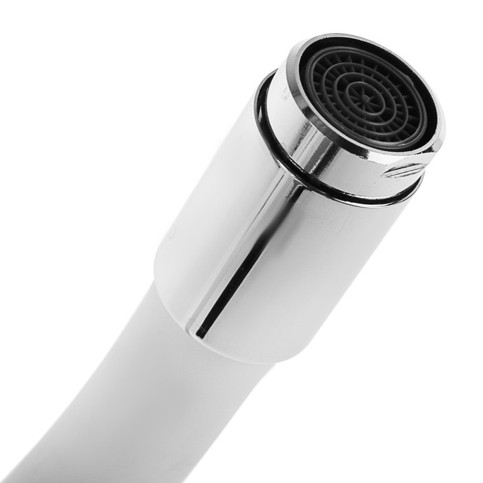 Cмеситель для кухни Accoona A4819G, однорычажный, силиконовый излив, латунь, белый/хром Cмеситель для кухни Accoona A4819G, однорычажный, силиконовый излив, латунь, белый/хром