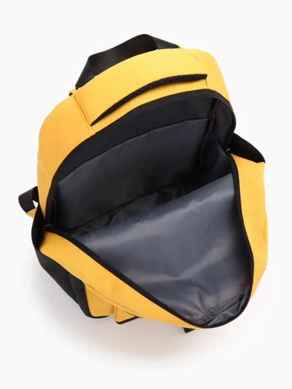 Рюкзак школьный, 2 отделения, 4 кармана, водонепроницаемое дно, 27&times;13&times;38.5 см, жёлтый