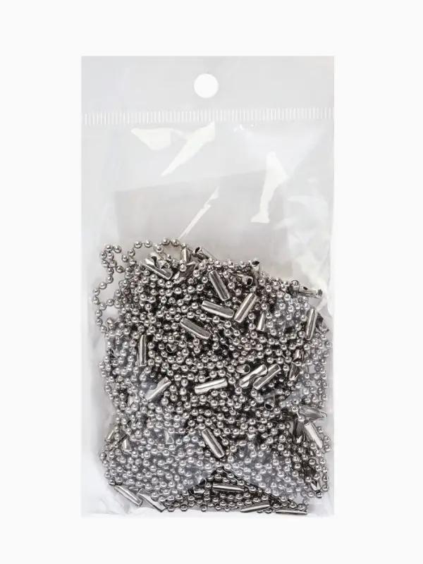 Цепочка шариковая с замком соединителем, 100 шт. металлическая, 0.9&times;0.3 см, ширина 2 мм, цвет серебро