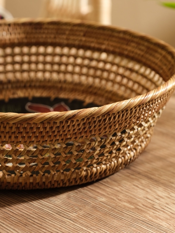 Корзинка плетеная ротанг "Павлин", 23х23х7 см, МИКС