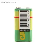 Батарейка солевая GP Greencell Extra Heavy Duty, 6F22-1S, 9 В, крона, спайка, 1 шт.