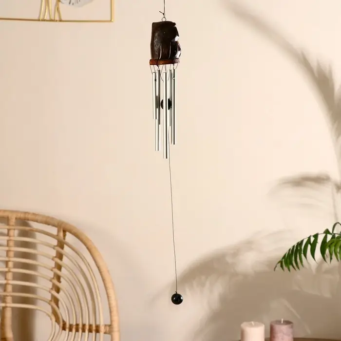 Музыка ветра Музыка ветра "Сова с цветочками" дерево, металл 5х5х40 см