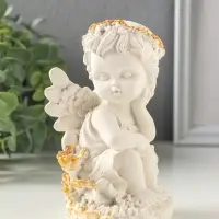 Фигурка гипс &laquo;Ангел в цветах&raquo;, 13&times;8 см, белая