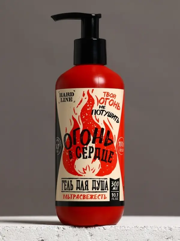 Гель для душа &laquo;Огонь в сердце&raquo;, 300 мл, аромат мужского парфюма, HARD LINE