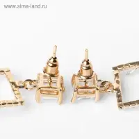 Серьги со стразами «Порхай» бабочки в квадрате, цвет белый в золоте
