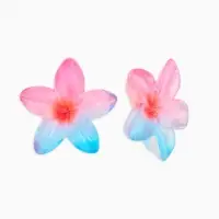 Серьги пластик "Цветок Лилии" прозрачные, блёстка, цвет розово-голубой