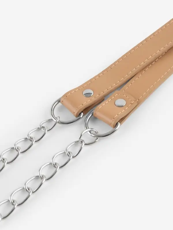 Ручка для сумки, с цепочками и карабинами, 120&times;1.8 см, бежевая