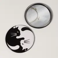 Зеркало карманное &laquo;Кошки&raquo;, d=7 см, белое, чёрное