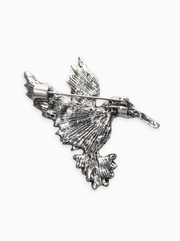 Брошь "Калибри", цветная в чернёном серебре