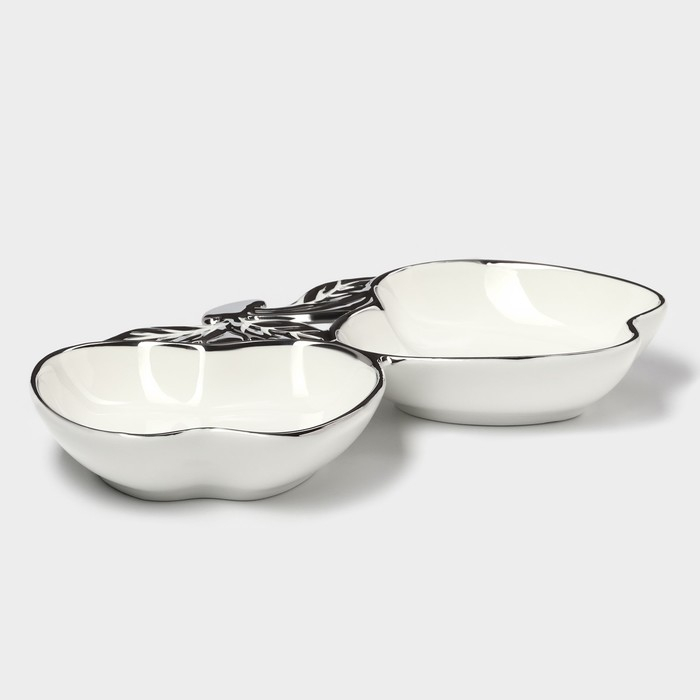 Менажница керамическая 2 ячейки «Яблоки», 25×16×3,5 см