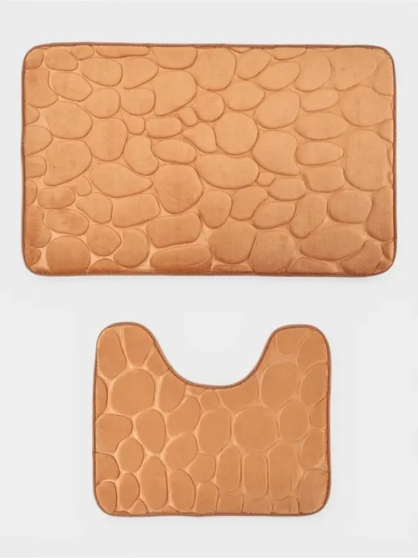 Коврики для ванной и туалета Доляна &laquo;Камни&raquo;, 2 шт., 40&times;50, 50&times;80 см, бежевые