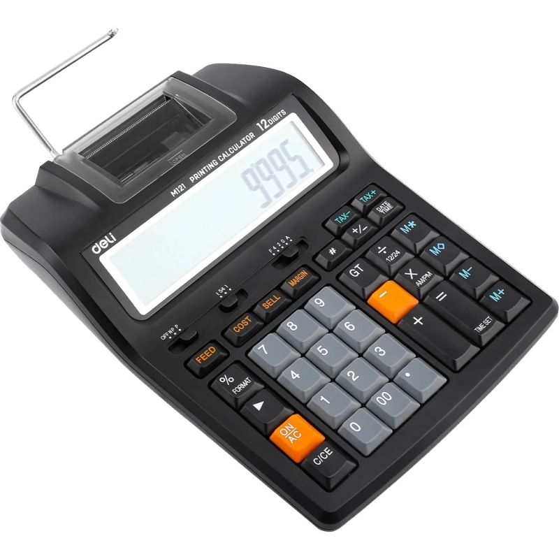 Калькулятор печатающий Deli EM121-EU,12-разряд, 172x203x55мм, черный