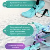 Снегокат &laquo;Twiny1+&raquo; с пингвинятами, со спинкой, голубой, фиолетовый, TW1+/П Nika Kids