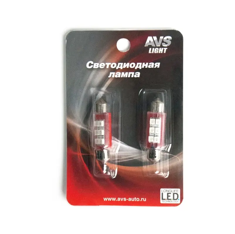 SV009B T11/красный/ (SV8,5) 6x3528 SMD 39мм, блистер 2 шт