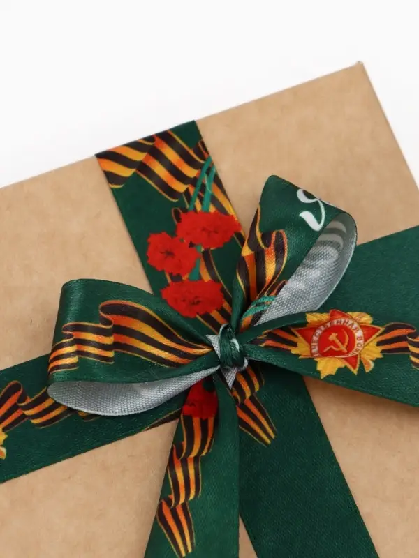 Лента атласная на 9 мая &laquo;Я помню! Я горжусь!&raquo;, 25 мм &times; 23&plusmn;1 м, зелёная