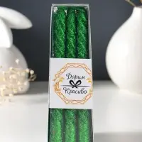 Набор свечей витых, 1.5&times;15 см, 3 шт., зелёный блистер