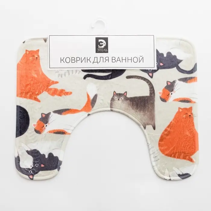 Коврик для ванной Этель &laquo;Котики&raquo;, 50&times;40 см, велюр