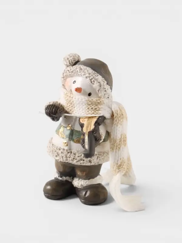 Фигурка новогодняя &laquo;Снеговик - скрипач&raquo;, полистоун, серый, 6.8&times;5.1&times;9.8 см