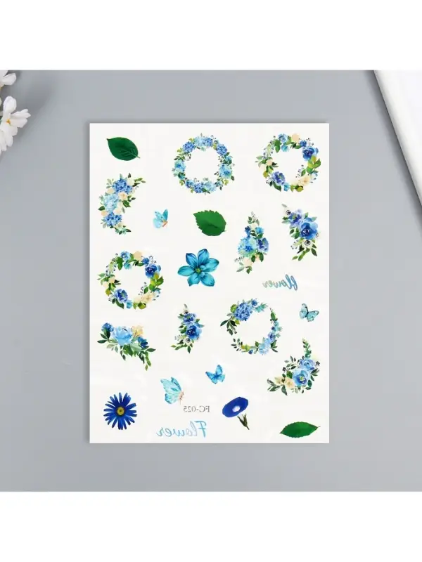 Переводные тату на тело цветные «Цветочные венки», 24×14.5 см, МИКС