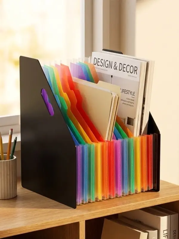 Лоток для бумаг А4, вертикальный, пластиковый, 13 отделений, чёрный