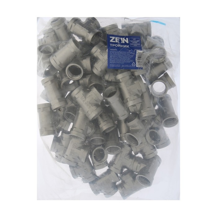 Тройник ZEIN engr, 1/2 Тройник ZEIN engr, 1/2", внутренняя резьба, нержавеющая сталь