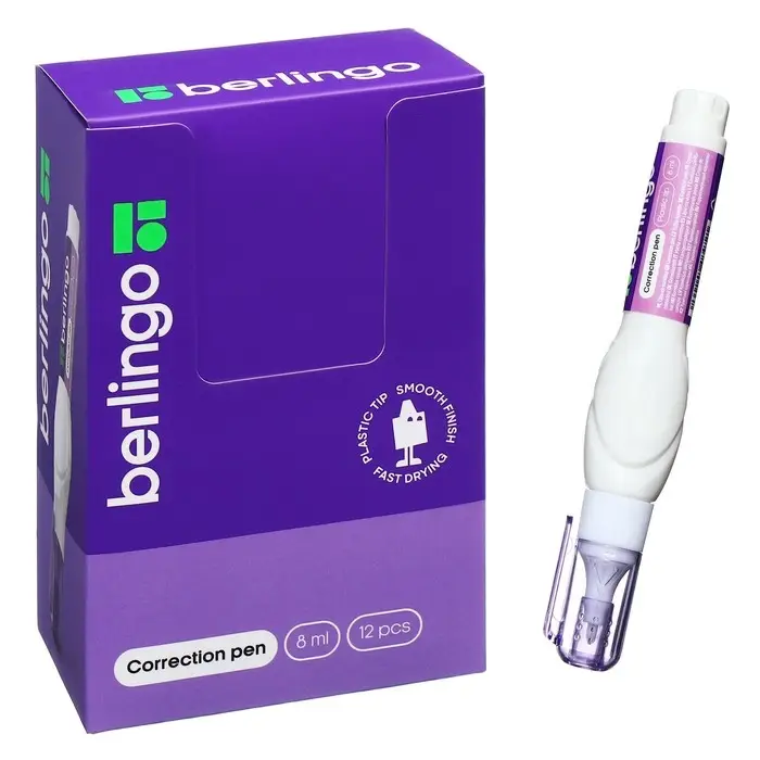 Ручка-корректор 8 мл Berlingo, пластиковый наконечник Ручка-корректор 8 мл Berlingo, пластиковый наконечник