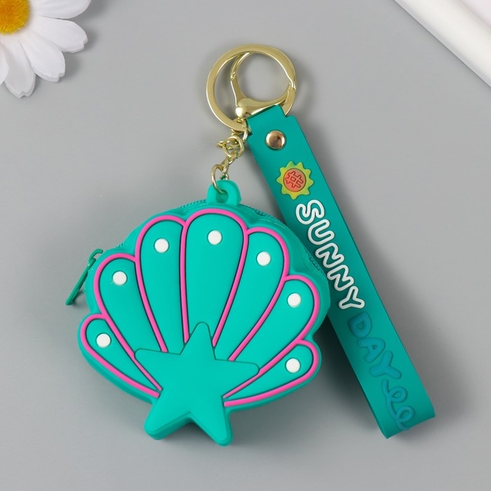 Брелок кошелёк с карабином, ремешком силикон Брелок кошелёк с карабином, ремешком силикон "Ракушка со звёздочкой" 3,2х8,2х8 см